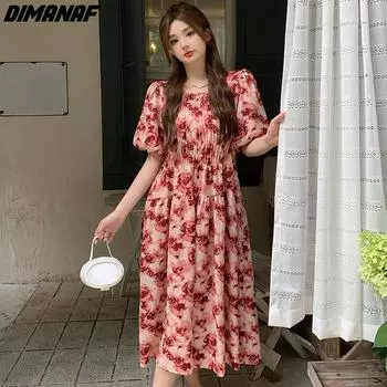 DIMANAF 2024 Большие размеры женские летние базовые длинные платья-рубашки больших размеров повседневное платье с рюшами и короткими рукавами свободные платья элегантные