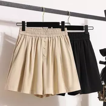 DIMANAF 2024 Большие размеры женские летние брюки повседневные широкие брюки шорты с высокой талией свободные базовые короткие брюки M жёлтый