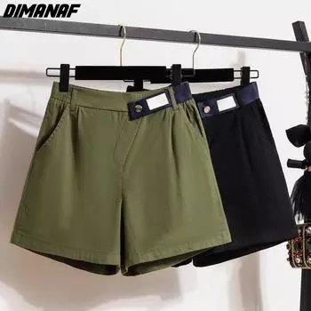 DIMANAF 2024 Большие размеры женские летние брюки 5XL широкие брюки с высокой талией эластичные модные шорты свободные повседневные короткие брюки