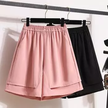 DIMANAF 2024 Большие размеры женские летние брюки модные широкие брюки шорты с высокой талией свободные повседневные базовые короткие брюки