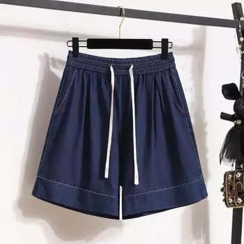 Dimanaf 2024 Большие размеры, женские летние брюки, широкие брюки, однотонные шорты с высокой талией, эластичные свободные повседневные базовые короткие брюки