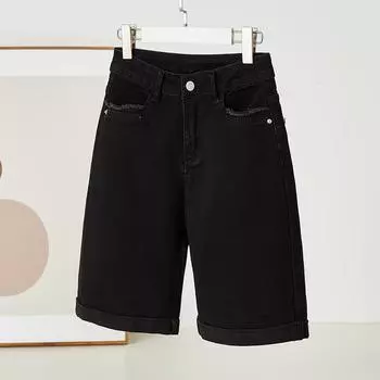 Dimanaf 2024 Большие размеры, женские летние брюки, широкие брюки с высокой талией, повседневные винтажные шорты, эластичные свободные новые базовые короткие брюки, черные