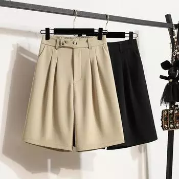 DIMANAF 2024 Большие размеры, женские летние брюки, широкие брюки, шорты с высокой талией, эластичные свободные повседневные базовые короткие брюки, прямые брюки