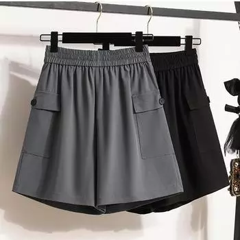 DIMANAF 2024 Большие размеры, женские летние брюки, широкие брюки, шорты с высокой талией, широкие брюки, эластичные свободные повседневные базовые короткие брюки