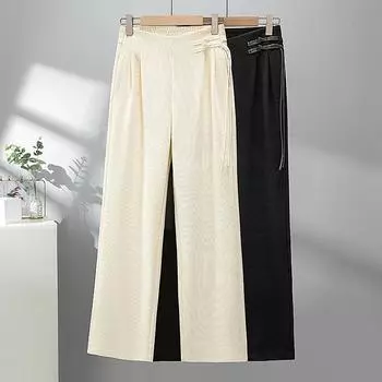 DIMANAF 2024 Большие размеры женские летние большие размеры с высокой талией в китайском стиле широкие брюки для женщин повседневные брюки 4XL