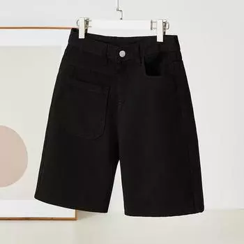 DIMANAF 2024 Большие размеры женские летние брюки широкие брюки с высокой талией повседневные шорты эластичные свободные новые базовые короткие брюки черные