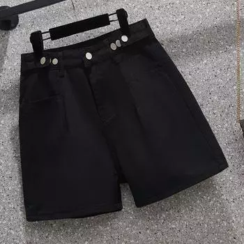 Dimanaf 2024 Большие размеры, женские летние брюки, широкие брюки с высокой талией, повседневные однотонные шорты, эластичные свободные новые базовые короткие брюки, черные
