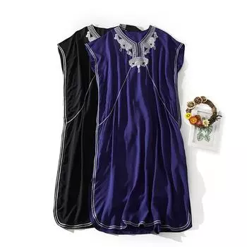 DIMANAF 2024 Большие размеры женское весенне-летнее мягкое платье элегантное женское винтажное длинное платье с принтом богемное свободное платье One Size чёрный