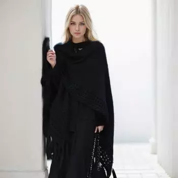 Dimanaf 2024 Большие размеры, зимние свитера, плащ, осенний оверсайз, женские свитера «летучая мышь», вязаный свободный кардиган с открытой вышивкой, белый свитер