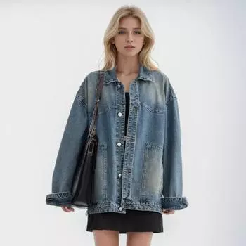 DIMANAF 2024 джинсовое пальто женская куртка на молнии с карманами кардиган на пуговицах женское свободное пальто большого размера осень-зима пальто