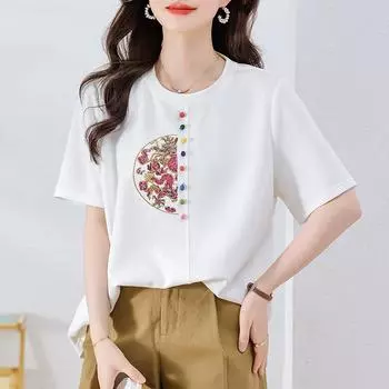 Dimanaf 2024 футболка больших размеров модная летняя женская хлопковая повседневная стильная базовая свободная футболка футболки рубашка с круглым вырезом