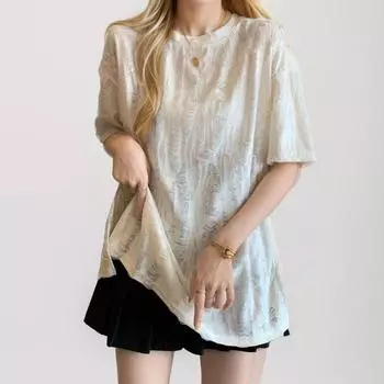 Dimanaf 2024 футболка больших размеров, повседневная рубашка, женская одежда, летние белые свободные однотонные топы с короткими рукавами