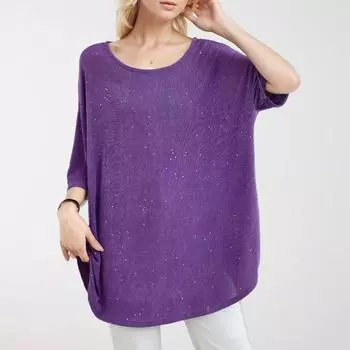 Dimanaf 2024 футболка больших размеров, повседневная базовая рубашка, женские летние свободные топы с коротким рукавом и круглым вырезом, однотонные рубашки