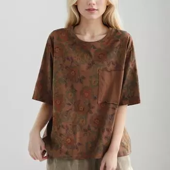 DIMANAF 2024 футболка больших размеров женские топы свободные хлопковые карманы полосатые летние футболки с короткими рукавами рубашка с круглым вырезом 4XL