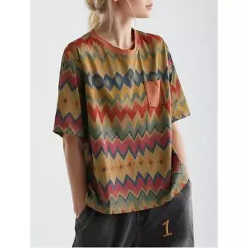 DIMANAF 2024 футболка больших размеров женские повседневные женские топы свободные хлопковые полосатые летние футболки с короткими рукавами рубашка с круглым вырезом 4XL