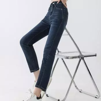 DIMANAF 2024 джинсы длинные брюки женские эластичные тонкие осенние винтажные синие черные повседневные с высокой талией базовые женские базовые тонкие брюки для показа 3XL чёрный