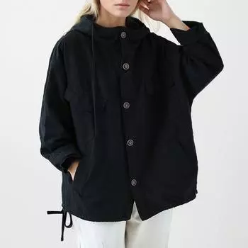 DIMANAF 2024 Куртки оверсайз женские с капюшоном из хлопка черного цвета сращивания пальто One Size чёрный