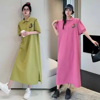 DIMANAF 2024, летнее платье-футболка больших размеров, женское хлопковое элегантное свободное свободное поло с вышивкой, повседневные женские платья с круглым вырезом