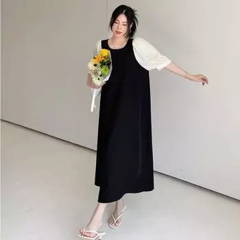 DIMANAF 2024, летнее платье-футболка больших размеров, женское хлопковое свободное платье трапециевидной формы, повседневное женское платье из двух предметов