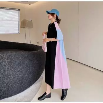 DIMANAF 2024, летнее платье-футболка больших размеров, женское свободное платье в полоску с принтом, винтажное хлопковое повседневное базовое длинное платье с короткими рукавами