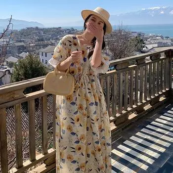 DIMANAF 2024, летнее платье-футболка больших размеров, женское хлопковое платье, пляжное повседневное свободное женское элегантное новое платье с цветочным принтом