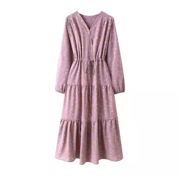 DIMANAF 2024, летнее платье-рубашка больших размеров, шифоновое женское свободное повседневное розовое длинное платье большого размера с цветочным принтом