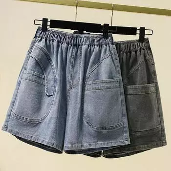Dimanaf 2024 летние джинсы больших размеров, шорты, джинсы, женские базовые брюки, свободные повседневные женские тонкие синие брюки, брюки 5XL
