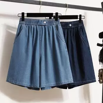Dimanaf 2024 летние джинсы больших размеров, шорты, джинсы, женские базовые брюки, свободный стиль, модные повседневные женские тонкие синие брюки