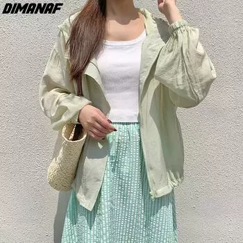DIMANAF 2024 летние куртки больших размеров, пальто, женский кардиган, женская верхняя одежда, свободная однотонная повседневная базовая верхняя одежда