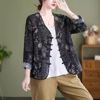 DIMANAF 2024 летние куртки больших размеров, пальто, женская одежда, винтажная льняная женская верхняя одежда, свободная повседневная базовая верхняя одежда