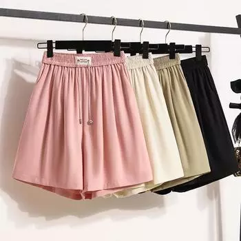 DIMANAF 2024 летние шорты больших размеров, женские базовые брюки, повседневные широкие брюки, однотонные свободные брюки, брюки с эластичной резинкой на талии