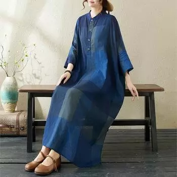 Dimanaf 2024 Летние женские богемные пляжные свободные платья больших размеров в базовом стиле с круглым вырезом, винтажные длинные платья, новинка 2024 г.