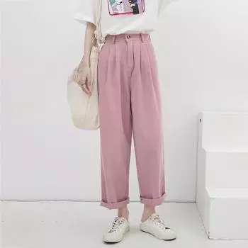 DIMANAF 2024 летние женские большие размеры повседневные широкие брюки с высокой талией эластичные однотонные длинные брюки-шаровары из хлопка