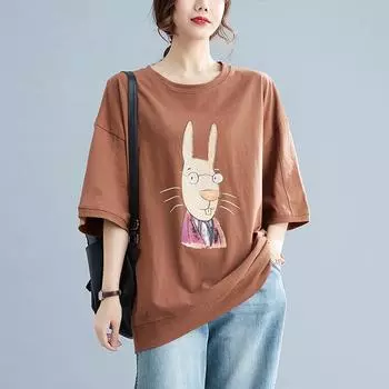 DIMANAF 2024 летние женские футболки больших размеров с мультяшным принтом, элегантные топы с короткими рукавами, футболки, свободная повседневная хлопковая рубашка