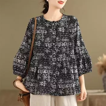 DIMANAF 2024, летние женские футболки больших размеров, летние рубашки с принтом листьев, женские топы с цветочным принтом, свободные повседневные футболки 91623