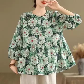 DIMANAF 2024, летние женские футболки больших размеров, летние рубашки с принтом листьев, женские топы с цветочным принтом, свободные повседневные футболки 91621