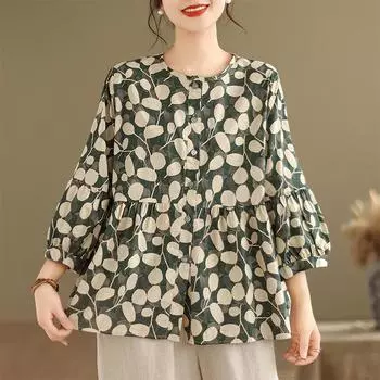 DIMANAF 2024, летние женские футболки больших размеров, летние рубашки с принтом листьев, женские топы с цветочным принтом, свободные повседневные футболки 91625