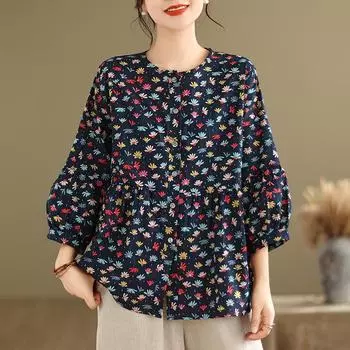 DIMANAF 2024, летние женские футболки больших размеров, летние рубашки с принтом листьев, женские топы с цветочным принтом, свободные повседневные футболки 91622