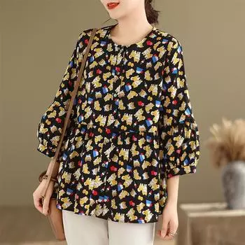 DIMANAF 2024, летние женские футболки больших размеров, летние рубашки с принтом листьев, женские топы с цветочным принтом, свободные повседневные футболки