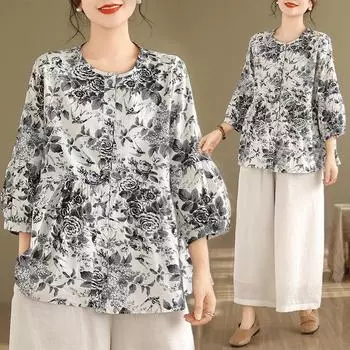 DIMANAF 2024, летние женские футболки больших размеров, летние рубашки с принтом листьев, женские топы с цветочным принтом, свободные повседневные футболки