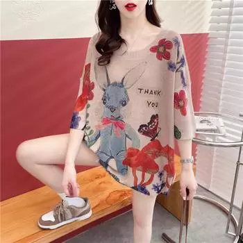 DIMANAF 2024 летние женские футболки летние стильные рубашки с принтом листьев цветочные элегантные красочные топы футболки свободные повседневные