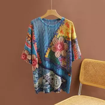 DIMANAF 2024 летние женские футболки летние стильные рубашки с принтом горный хрусталь мультфильм элегантные женские топы футболки свободные повседневные 751