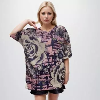 DIMANAF 2024 Летние женские футболки Летние стильные рубашки с цветочным принтом со стразами Элегантные женские топы Футболки Свободные повседневные белые синие 03