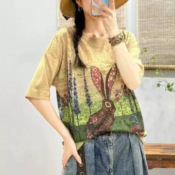 DIMANAF 2024 летние женские футболки летние стильные рубашки с принтом красочные цветочные элегантные футболки свободные повседневные топы 668