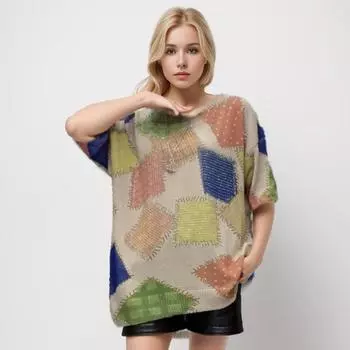 Dimanaf 2024 летние женские футболки, летние стильные рубашки с принтом со стразами, элегантные женские топы, свободные повседневные футболки 747