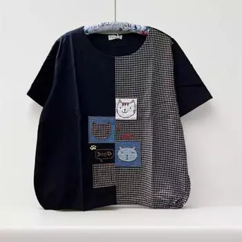 DIMANAF 2024 летние женские льняные футболки больших размеров с принтом кота, футболки, свободная повседневная рубашка