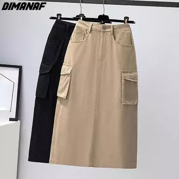 DIMANAF 2024 летние женские юбки больших размеров с эластичной резинкой на талии, юбка трапециевидной формы большого размера, винтажная длинная юбка, низ