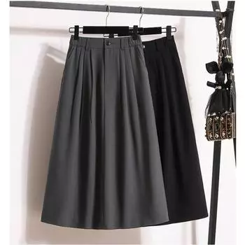 DIMANAF 2024, летние женские юбки больших размеров, осень-зима, эластичная модная женская юбка большого размера с высокой талией, элегантный стиль, плиссированная юбка L серый