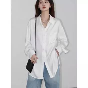 DIMANAF 2024, летняя блузка больших размеров, рубашка на пуговицах с длинными рукавами, повседневная однотонная женская свободная винтажная белая рубашка, футболки, новинка