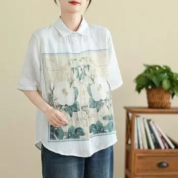 DIMANAF 2024, летняя блузка больших размеров, рубашка с коротким рукавом, однотонная женская свободная повседневная клетчатая рубашка на пуговицах, футболки, новинка 8857